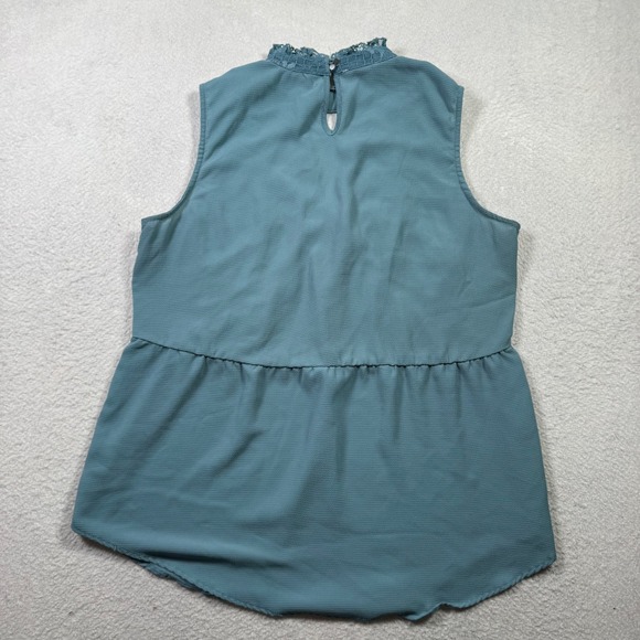 maurices Teal Lace Mock Neck Keyhole Peplum Top Women's XL Sleeveless Dressy‎ - Picture 2 of 8